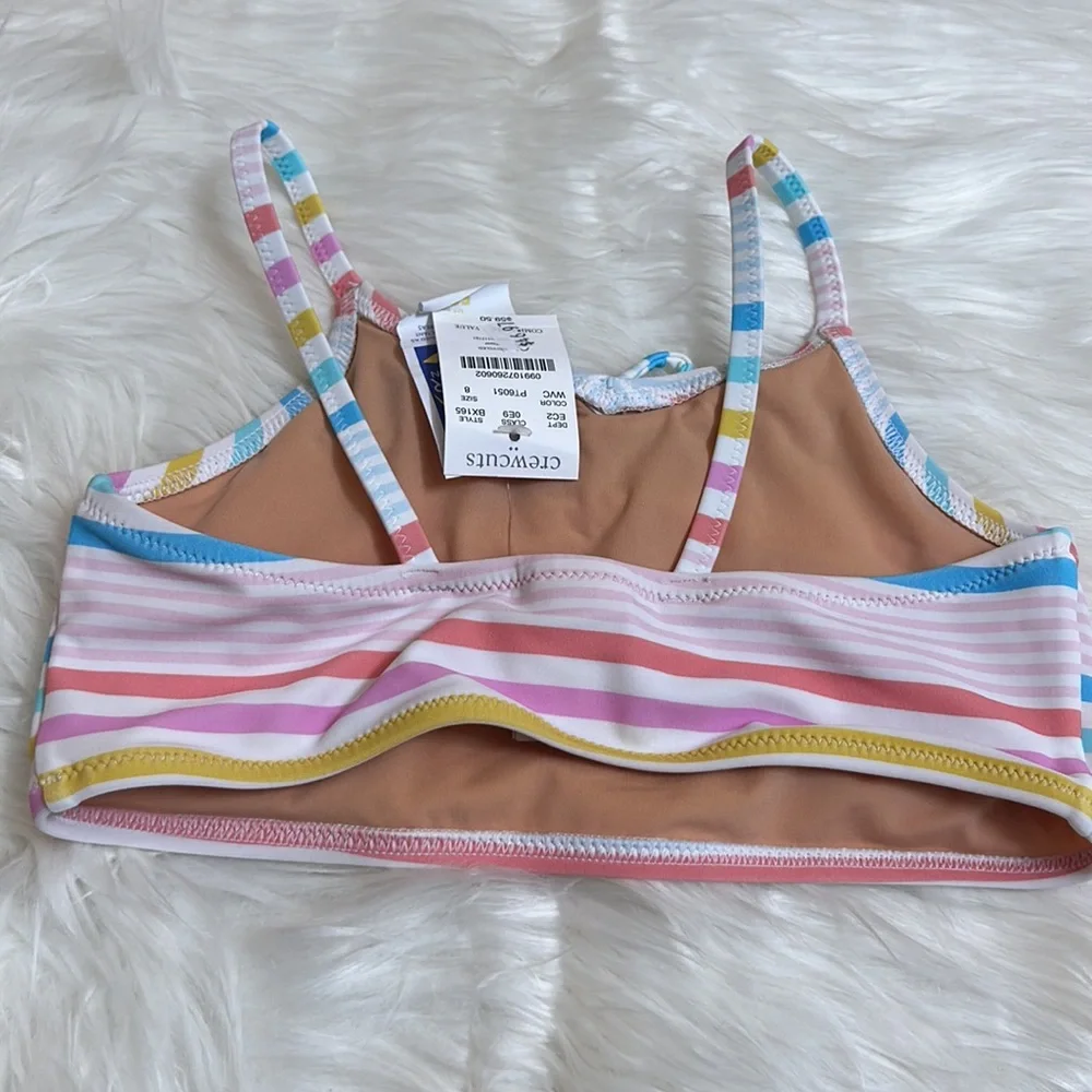 NWT Crewcuts Girls Youth Striped Multi Color Swim Top Only 8
